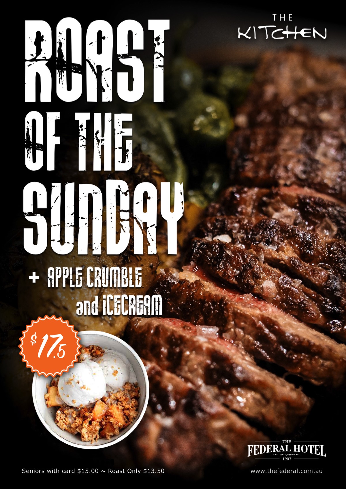 Sunday - Roast of the Day - 2 Courses $17.50