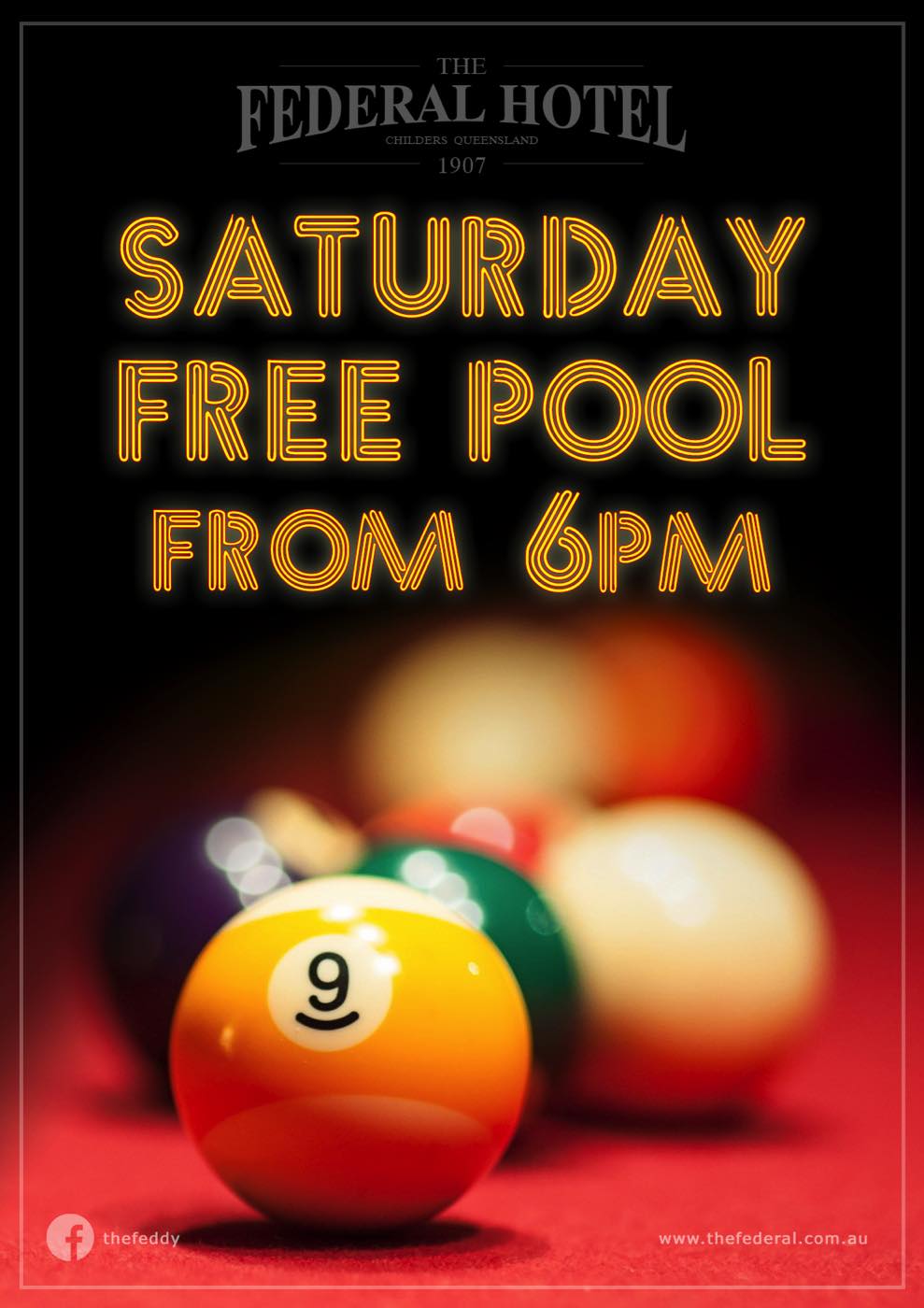 Saturday - Free Pool from 6pm